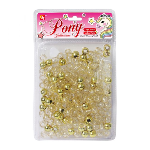 Beauty Town Large Round Beads Gold Clear