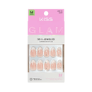 Kiss Glam Jeweled French Tip Press-On Fake Nails Medium Almond - Serendipity Awaits