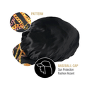 Red Silky Satin Premium Visor Bonnet FH 030 Black