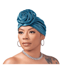 Red Luxe Ritzy Velvet Top Knot Satin Turban HQ61 Blue
