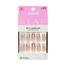 Kiss GLAM L Square Glue-On Nails – Nude, Pearl & Rhinestones