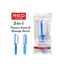 Red Pumice Stone  2 in 1 Massage Brush & Pumice Stone FF08