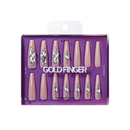 Glitzy 3D Press-On Nails in Pleasant – 3X-Long Coffin Fake Nails 28 Pc Kit.