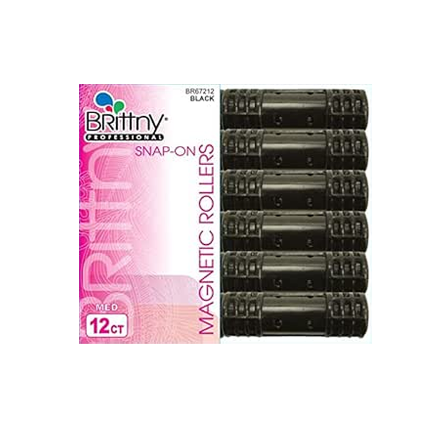 Brittny Snap on Rollers Medium - Black - 12 PCS - .75" - BR67112