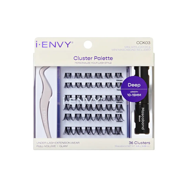 KISS Cluster Palette Kit - Refillable DIY Underlash Extension Palette with 36 Lash Clusters