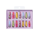 Glitzy 3D Press-On Nails in Countenance – 2X-Long Coffin Fake Nails 28 Pc Kit