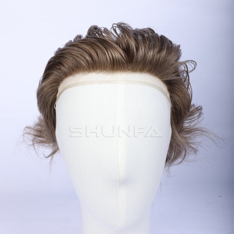 Shunfa Hair US Base – Soft Lace with PU temple to temple Human Hair Piece toupee for Men