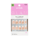 Kiss Glam Jeweled Press-On Fake Nails Medium Almond - Zephyr- GJ05