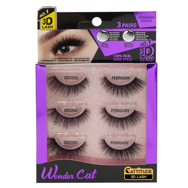 EBIN Wonder Cat Eyelash 3 Pair Extensions 30C004 - April