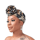 Red Luxe Silky Top Knot Satin Turban HQ57 Leopard HQ57
