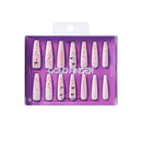 Glitzy 3D Press-On Nails in Pleasant – 3X-Long Coffin Fake Nails 28 Pc Kit.