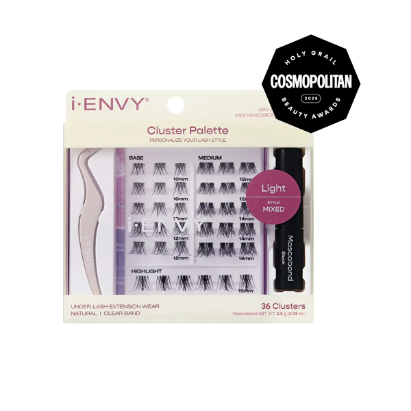 KISS Cluster Palette Kit - Refillable DIY Underlash Extension Palette with 36 Lash Clusters Natural