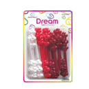 Dream Hair Barrettes 3 Flowers Mixed Red