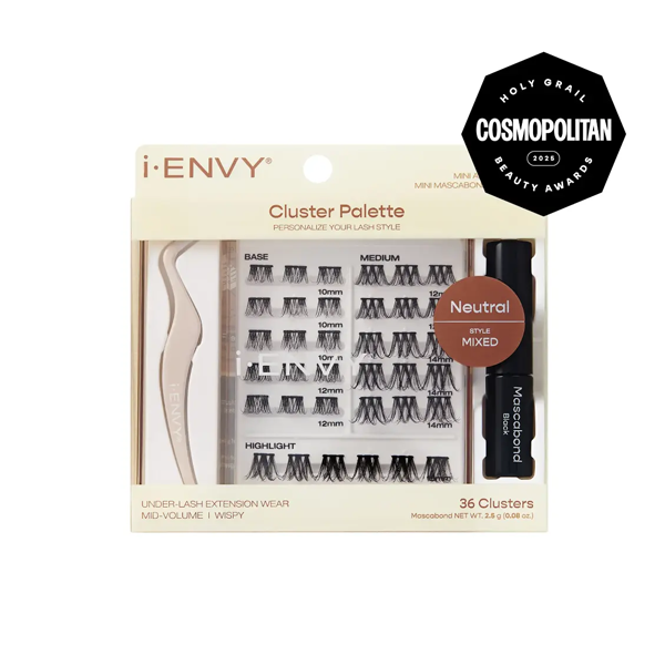 KISS luster Palette Kit - Refillable DIY Underlash Extension Palette with 36 Lash Clusters