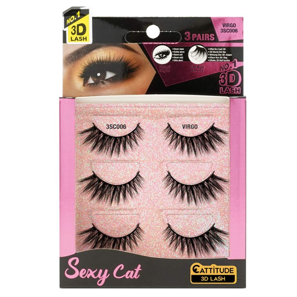 EBIN Sexy Cat Eyelash 3 Pair Extensions 3Sc006 - Virgo