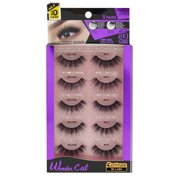 EBIN Wonder Cat Eyelash 5 Pair Extensions 50C004 - April