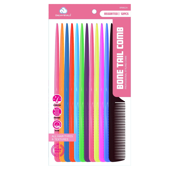 Dream World Bone Tail Comb - Assorted - BR98224