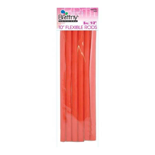Brittny 10" Flexible Rods 6 Pcs 1/2" Red