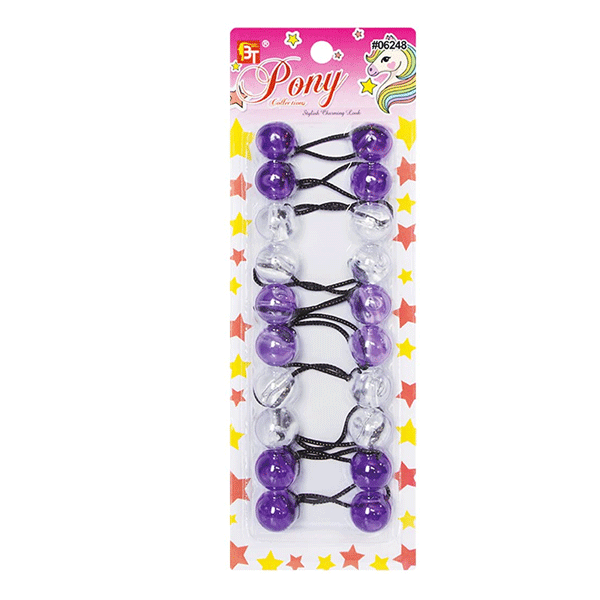 Beauty Town Ponytail Holder 20 mm Clear & Purple Mix
