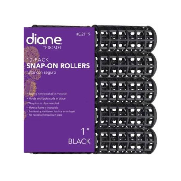 Diane Snap on Rollers 1" Black 10 Pack