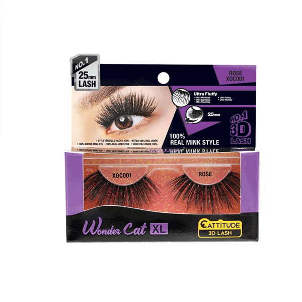 EBIN Wonder Cat XL 25mm 3D Faux Mink Lashes 001 - Rose