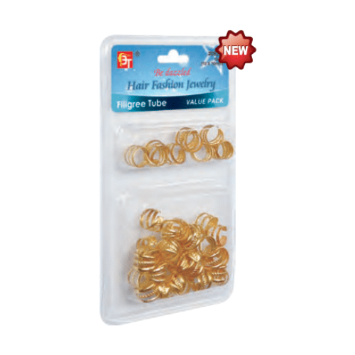 Beauty Town Filigree Tube Value Pack 10 x 10 mm Gold