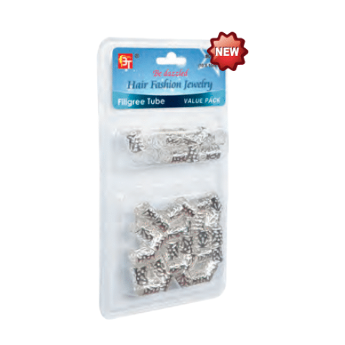 Beauty Town Filigree Tube Value Pack 10 x 10 mm Silver