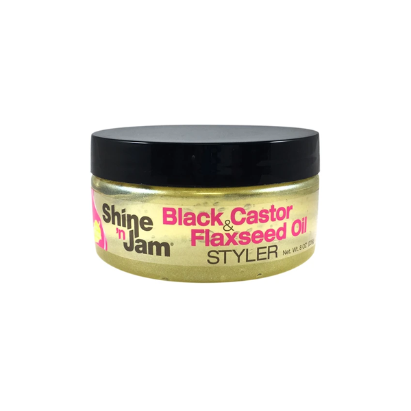 Ampro Shine N Jam Black Castor & Flaxseed Oil Styler 8 oz.