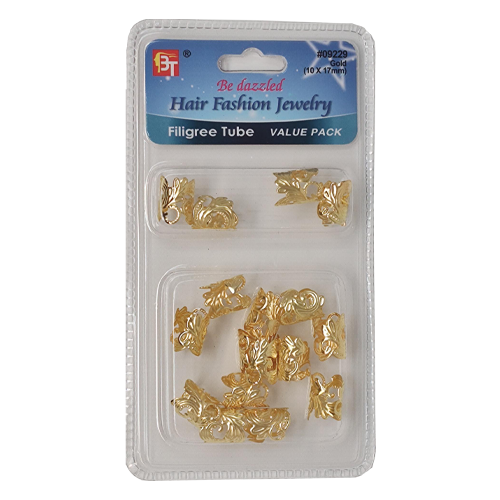 Beauty Town Filigree Tube Value Pack 10 x 17 mm Gold