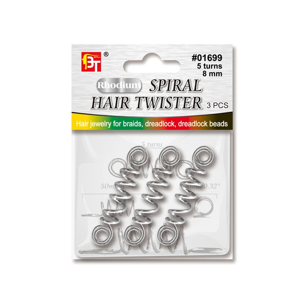 Beauty Town Jewelry Spiral Hair Twister 8MM Silver