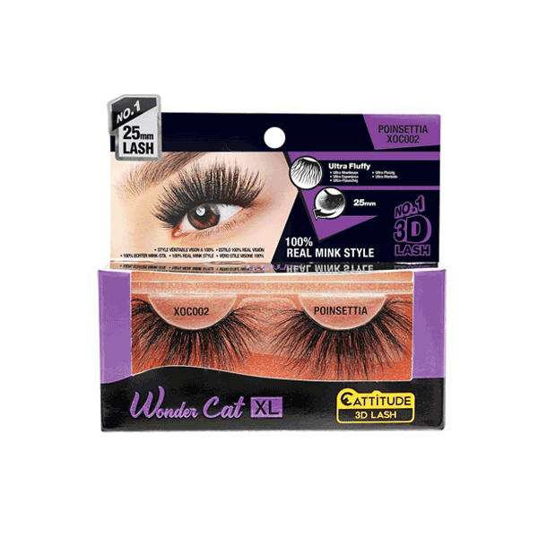 EBIN Wonder Cat XL 25mm 3D Faux Mink Lashes 002 - Poinsettia