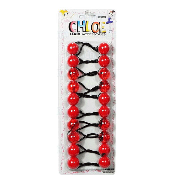 Chloe Red & Red Clear Ponytail Holders