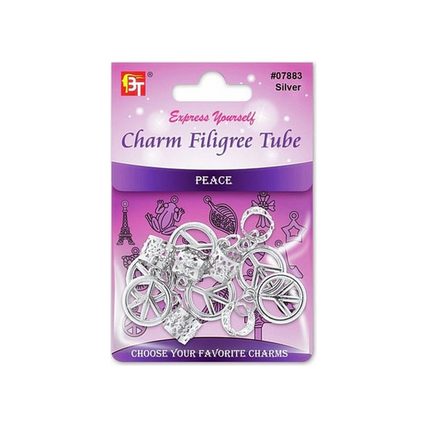 Beauty Town Charm Filigree Tube Peace Silver