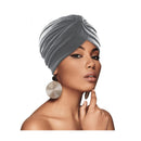 Beauty Town Satin Bonnet Turban Gray