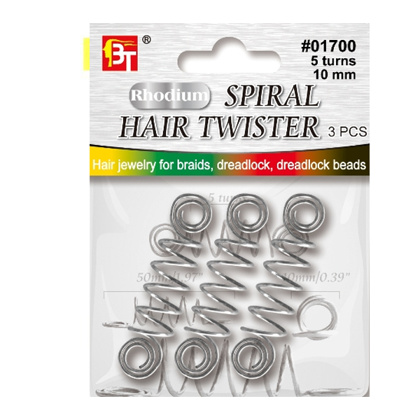 Beauty Town Jewelry Spiral Hair Twister 10MM Silver