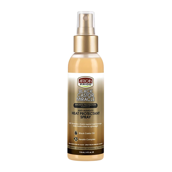 African Pride Black Castor Miracle Heat Protectant Spray 4 oz.