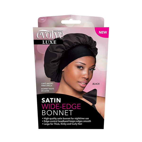 Firstline Evolve Luxe Satin Wide Edge Bonnet Black