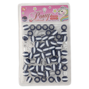Beauty Town Mega White Striped Round Beads Value Pack Navy Blue & Clear