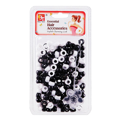 Beauty Town Small Round Beads Black/White/Clear