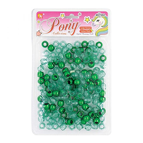 Beauty Town Large Round Beads Green Clear